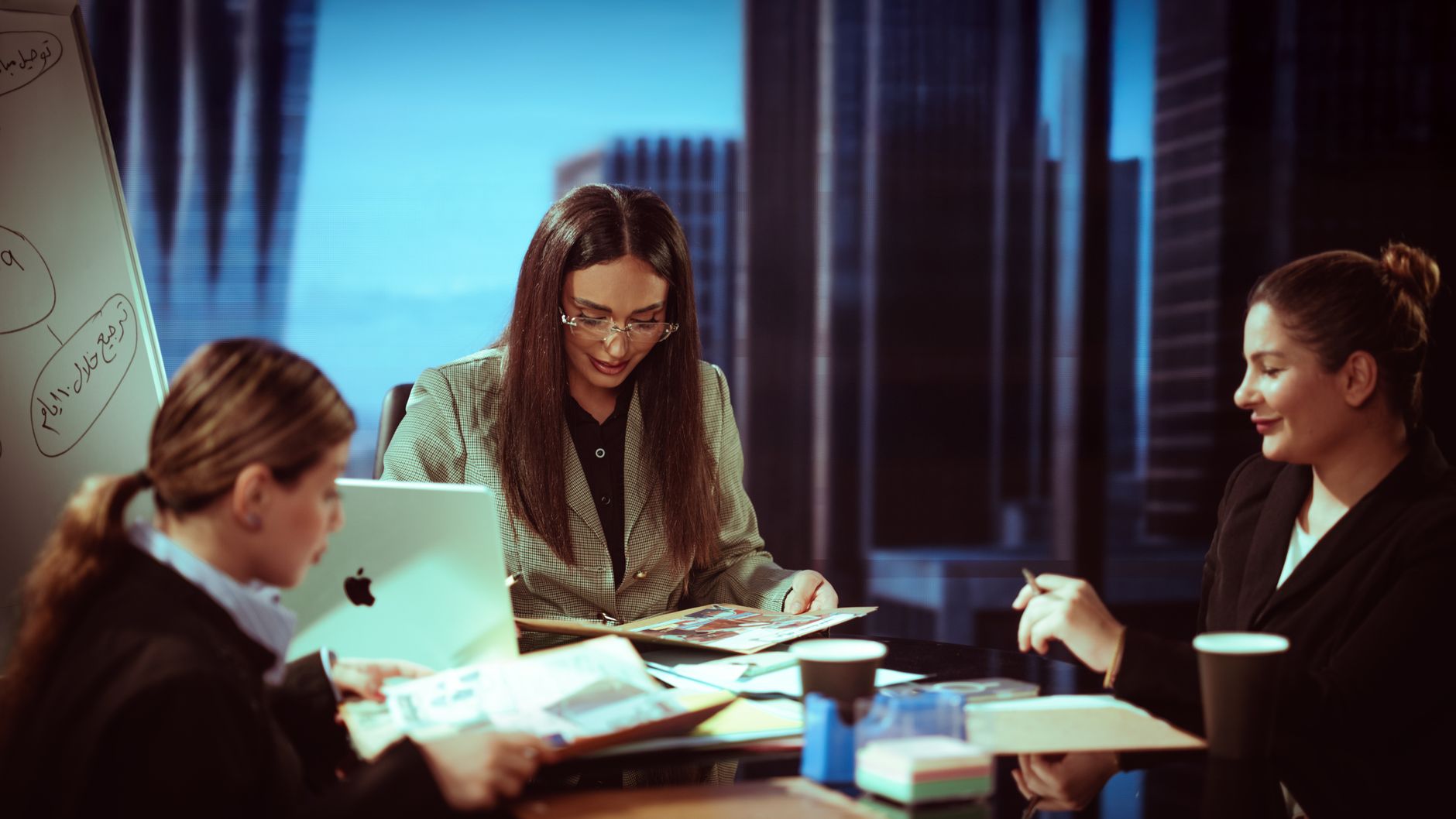 Group work at a table